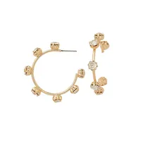 Goldtone and Glass Crystal Station Hoop Earrings