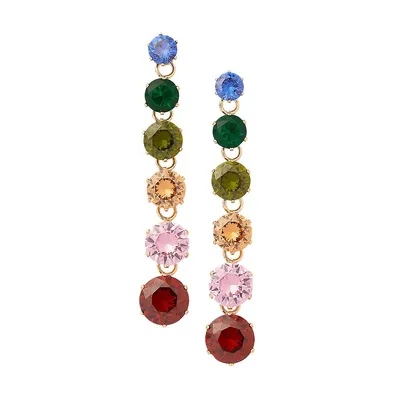 Goldplated and Multicolour Cubic Zirconia Linear Earrings