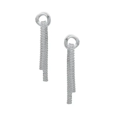 Silverplated and Cubic Zirconia Linear Earrings