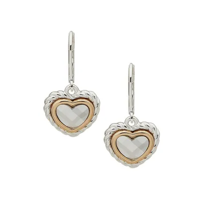 Two-Tone Heart Drop Earrings