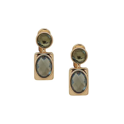 Goldtone & Crystal Drop Clip-On Earrings