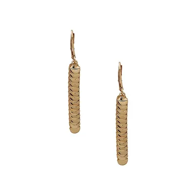 Goldtone Disc-Link Linear Earrings