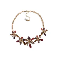 Goldtone and Crystal Flower Choker Necklace