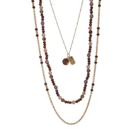 Goldtone and Crystal Beaded 3-Row Necklace Set