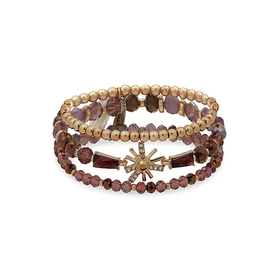Goldtone and Crystal 3-Piece Stretch Bracelets