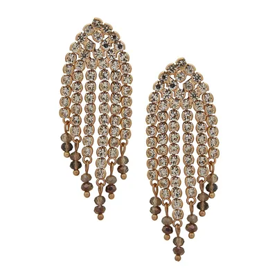 Goldplated & Glass Stone Chandelier Earrings