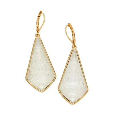 Goldplated & Carved Stone Drop Earrings