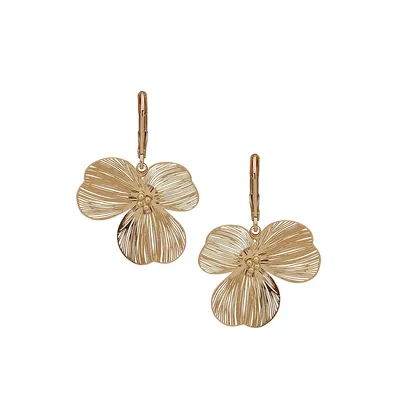 Goldtone Open Flower Drop Earrings