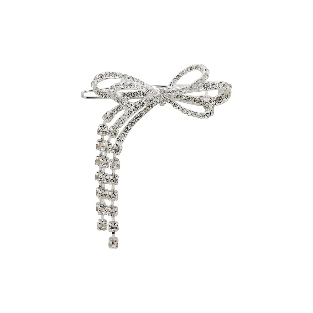 Silvertone Pavé Bow Barrette