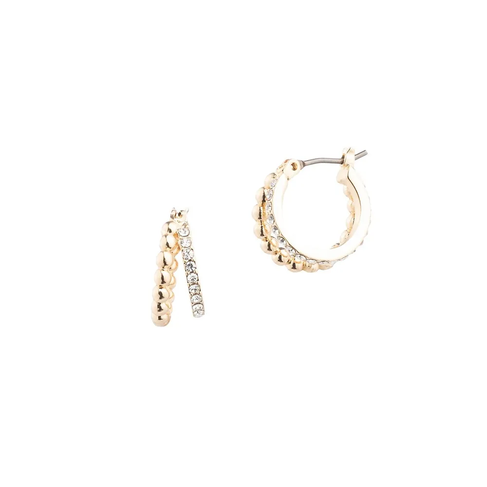 Goldplated & Crystal Split-Hoop Earrings