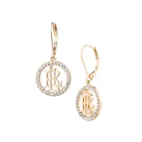 Goldplated & Pavé Logo Drop Earrings