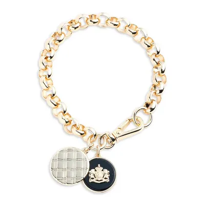Goldplated Tartan & Logo Charm Flex Bracelet