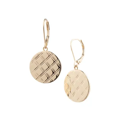 Goldplated Tartan-Embossed Drop Earrings