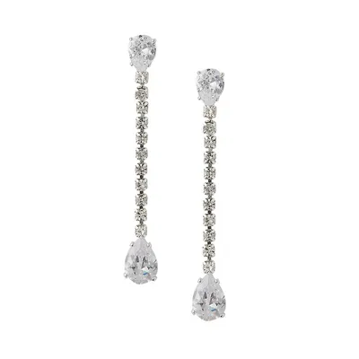 Silvertone & Crystal Linear Earrings