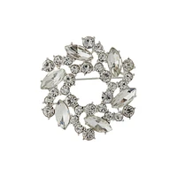 Silvertone & Crystal Wreath Pin