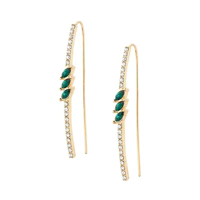 Goldtone & Emerald-Tone Crystal Threader Earrings