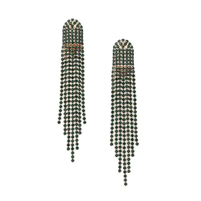 Goldtone & Emerald-Tone Crystal Drop Earrings