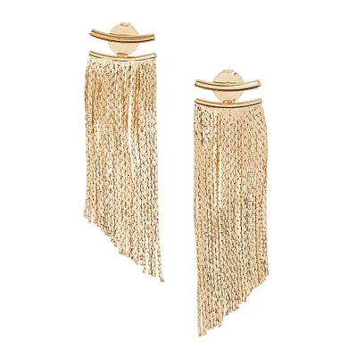 Goldtone Chain Tassel Long Earrings