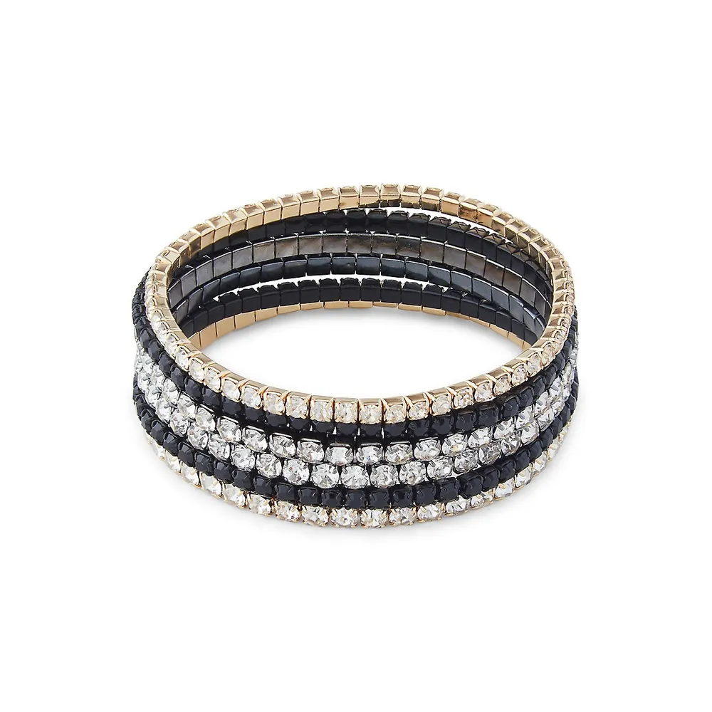 Two-Tone & Jet Crystal Stack Bracelet