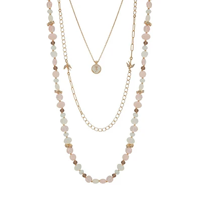 Goldplataed & Multi-Stone 3-Tier Necklace