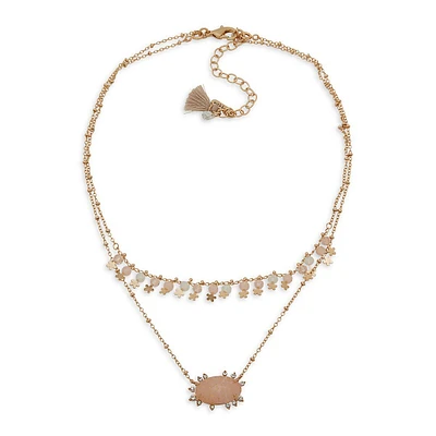 Goldplated & Multi-Stone Tiered Necklace