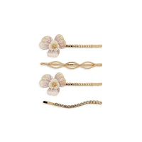 Goldtone & Multistone 4-Piece Bobby Pin Set