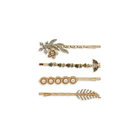 Goldtone & Multistone 4-Piece Bobby Pin Set