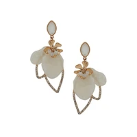 Pretty In Petals Goldtone & Pavé Flower Drop Earrings