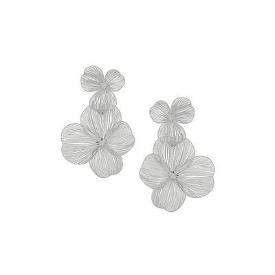 Spring Floral Baubles White Openwork Double-Drop Earrings