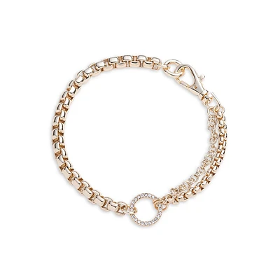 Goldtone & Pavé Crystal Ring Pendant Bracelet