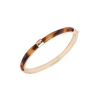 Goldtone & Tortoise Acetate Logo Bangle