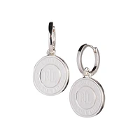 Silverplated Logo-Drop Huggie Earrings