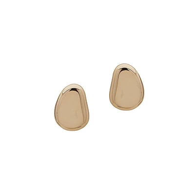 Goldtone Pebble Button Stud Earrings