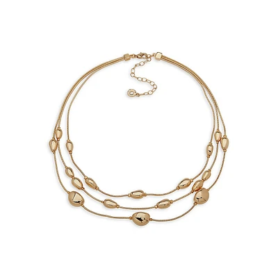 Goldtone Multi-Row Pebble Necklace