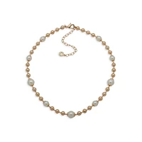 Goldtone Station Bead Necklace