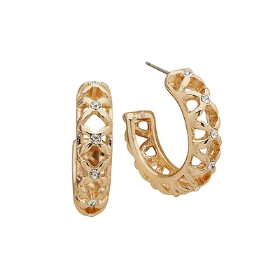 Goldtone & Glass Crystal C-Hoop Earrings