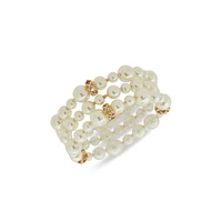 Goldtone, Faux Pearl & Glass Crystal 3-Piece Stretch Bracelet Set