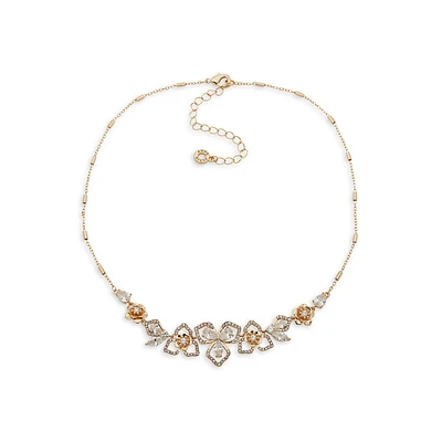 Goldplated, Crystal & Cubic Zirconia Frontal Necklace