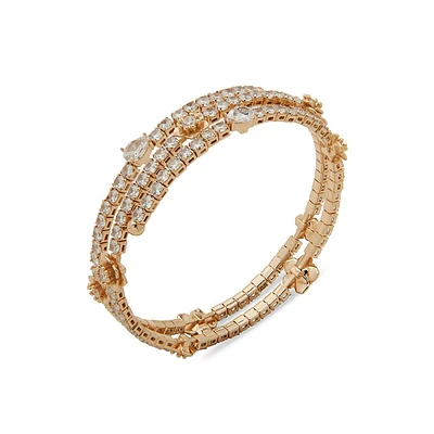 Goldplated & Cubic Zirconia Floral Coiled Bracelet