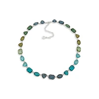 Silvertone & Faux Gemstone Collar Necklace
