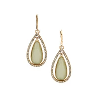 Goldtone Teardrop Orbital Stone Drop Earrings