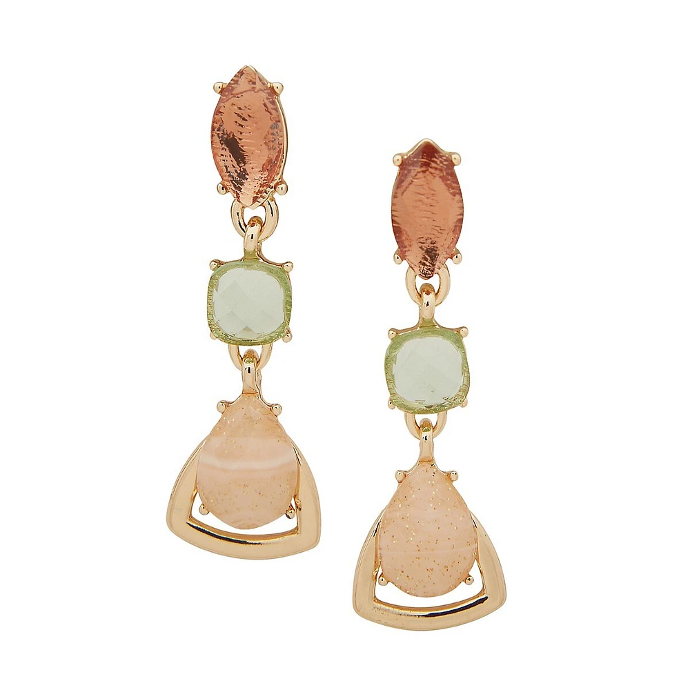 Goldtone & Multi-Stone Linear Earrings