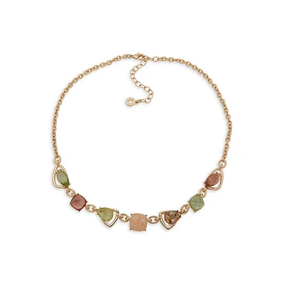 Goldtone & Multi-Stone Frontal Necklace