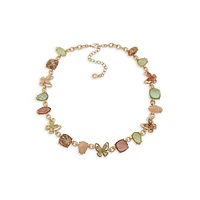 Goldtone & Multi-Stone Butterfly Necklace