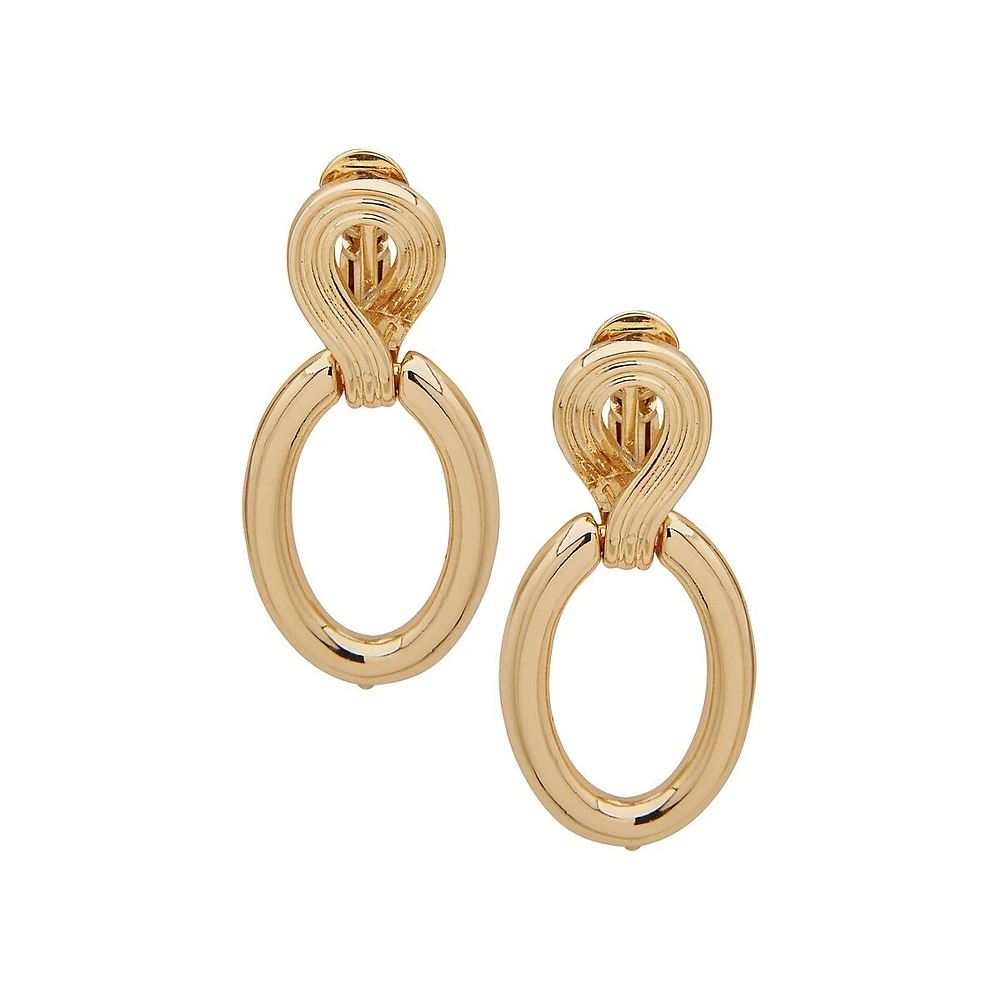 Goldtone Knot Doorknocker Clip-On Earrings