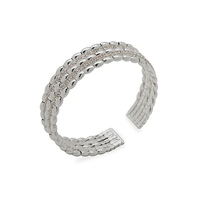 Silvertone & Glass Crystal Cuff Bracelet