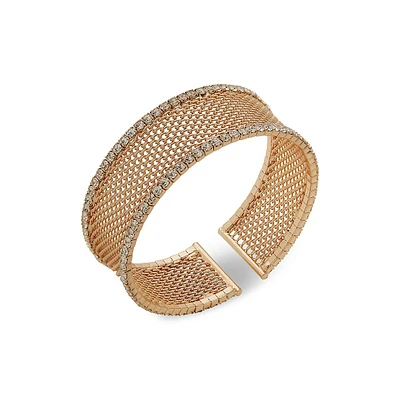 Goldtone Mesh & Glass Crystal Cuff Bracelet