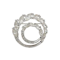 Silvertone & Glass Crystal Cluster Ring Brooch