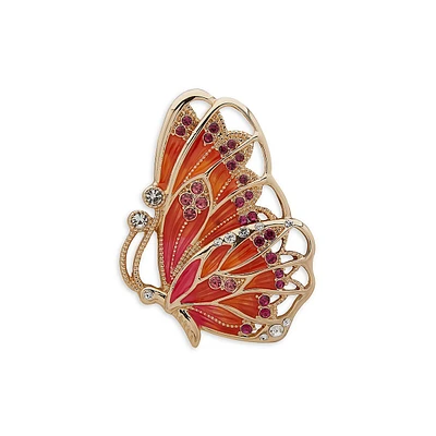 Goldtone & Glass Crystal Butterfly Brooch