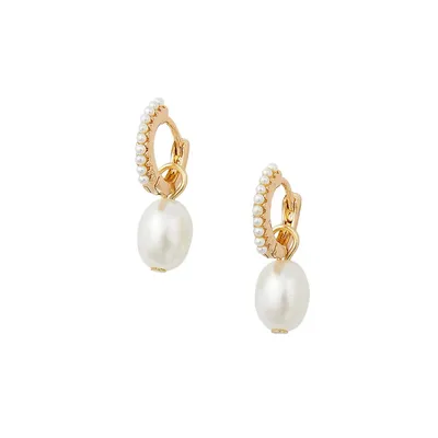 Jan Goldtone & Faux Pearl Drop Earrings